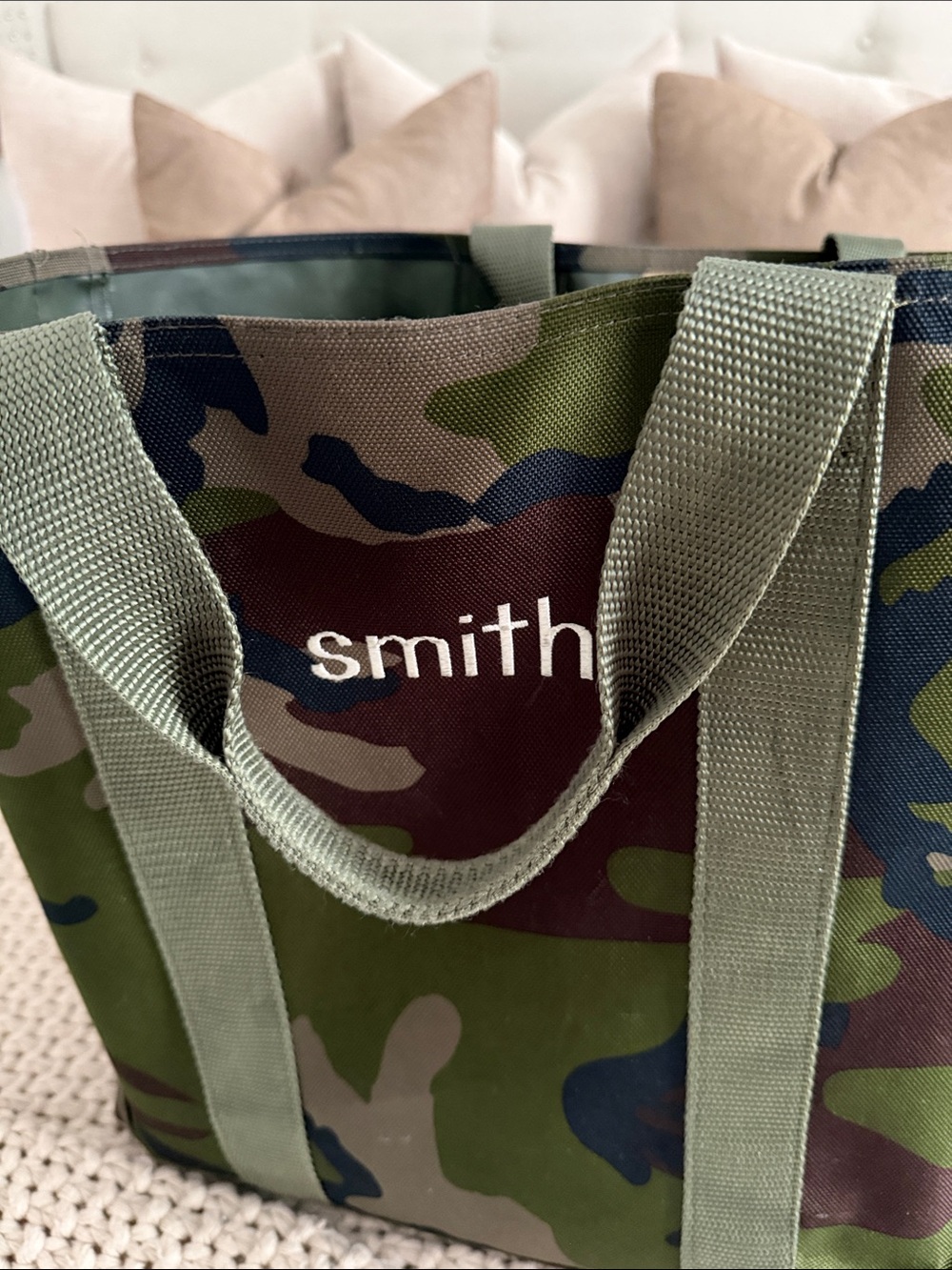 L.L Bean Green Camouflage Canvas Tote - Picture 2 of 3